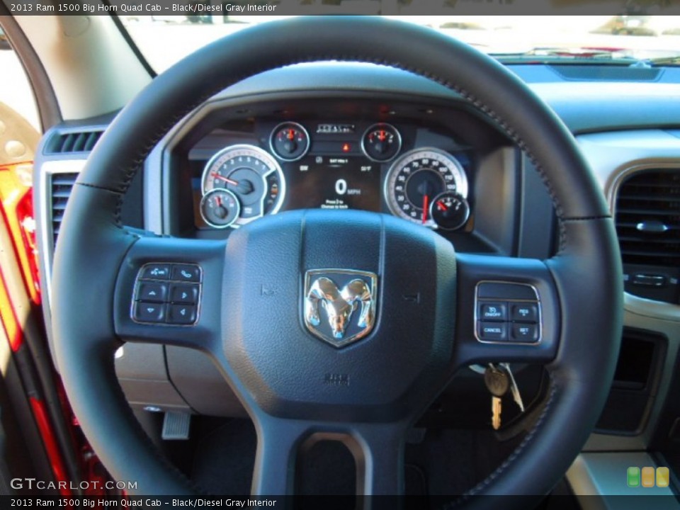 Black/Diesel Gray Interior Steering Wheel for the 2013 Ram 1500 Big Horn Quad Cab #72716993
