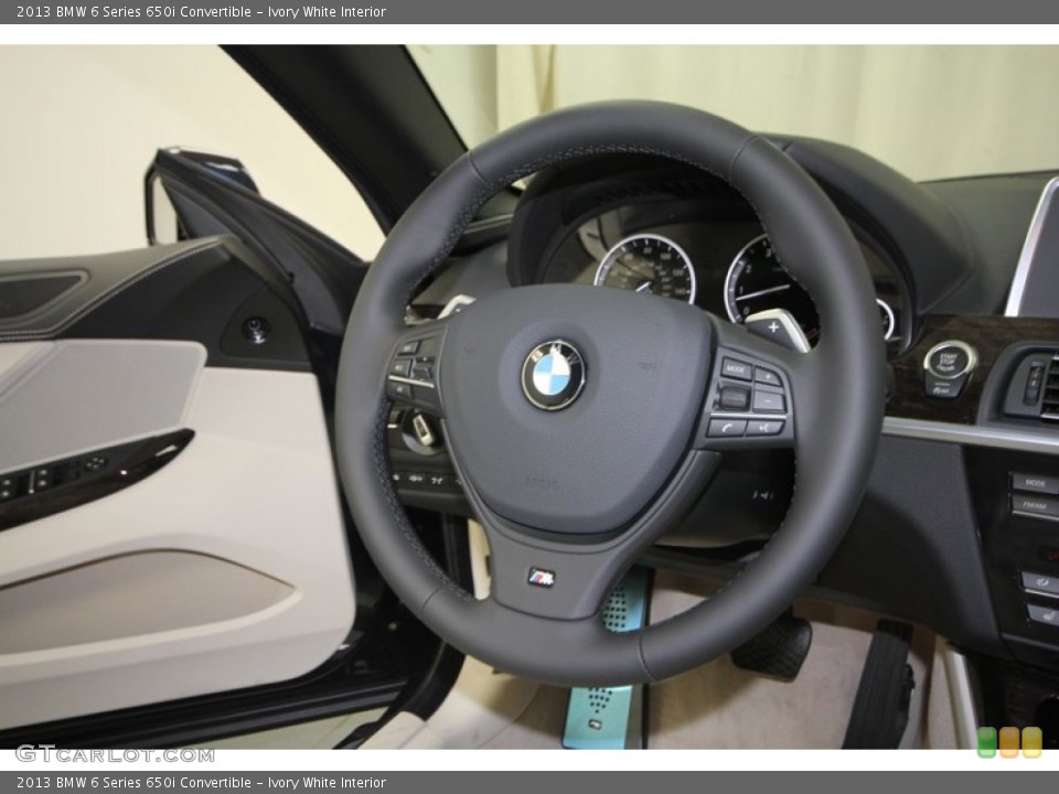 Ivory White Interior Steering Wheel for the 2013 BMW 6 Series 650i Convertible #72723527