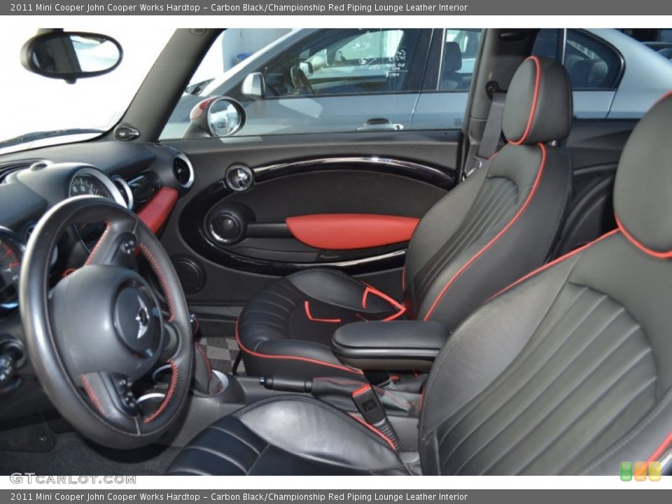 Carbon Black/Championship Red Piping Lounge Leather Interior Photo for the 2011 Mini Cooper John Cooper Works Hardtop #72727169