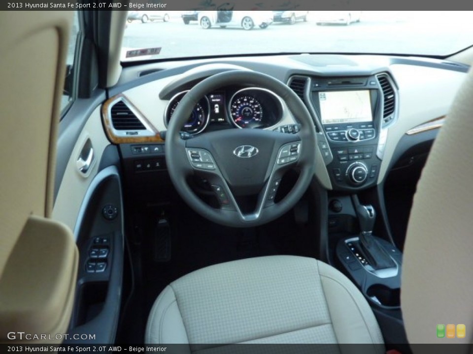 Beige Interior Dashboard for the 2013 Hyundai Santa Fe Sport 2.0T AWD #72731450