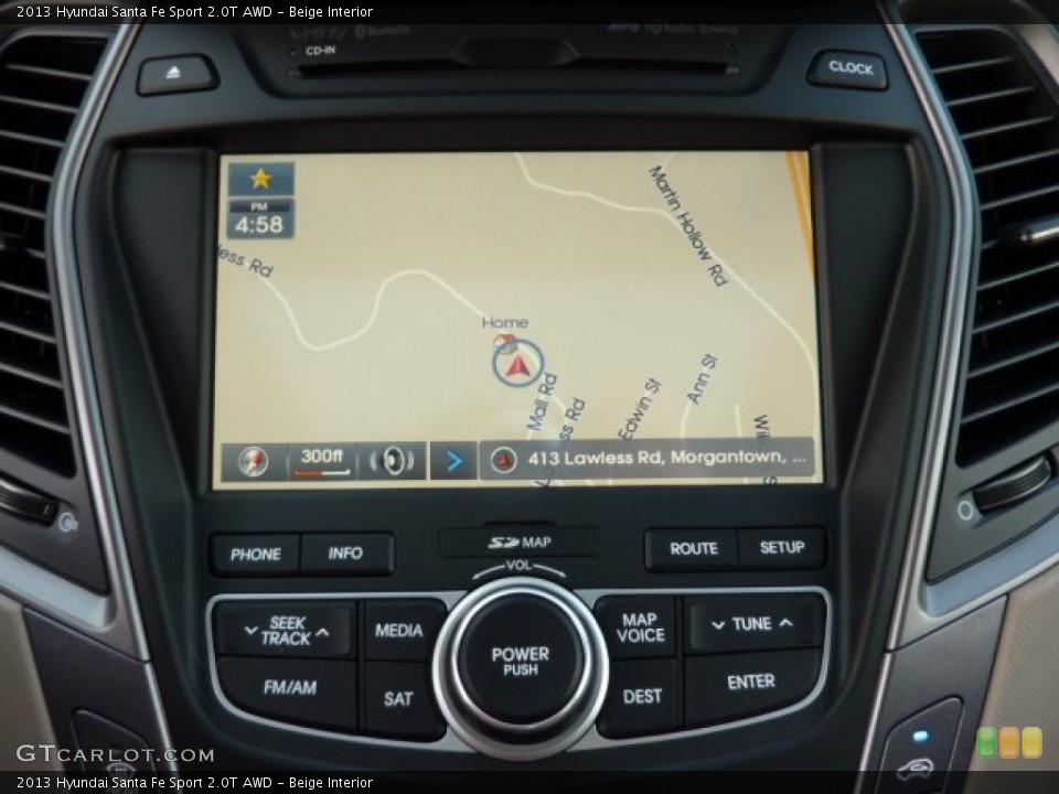 Beige Interior Navigation for the 2013 Hyundai Santa Fe Sport 2.0T AWD #72731555