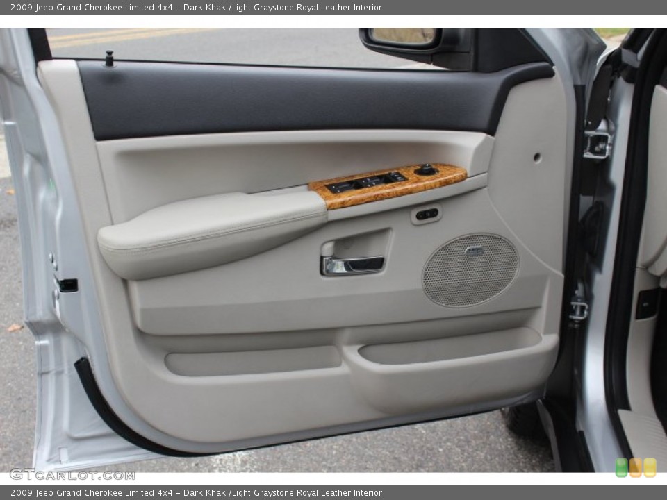 Dark Khaki/Light Graystone Royal Leather Interior Door Panel for the 2009 Jeep Grand Cherokee Limited 4x4 #72735916