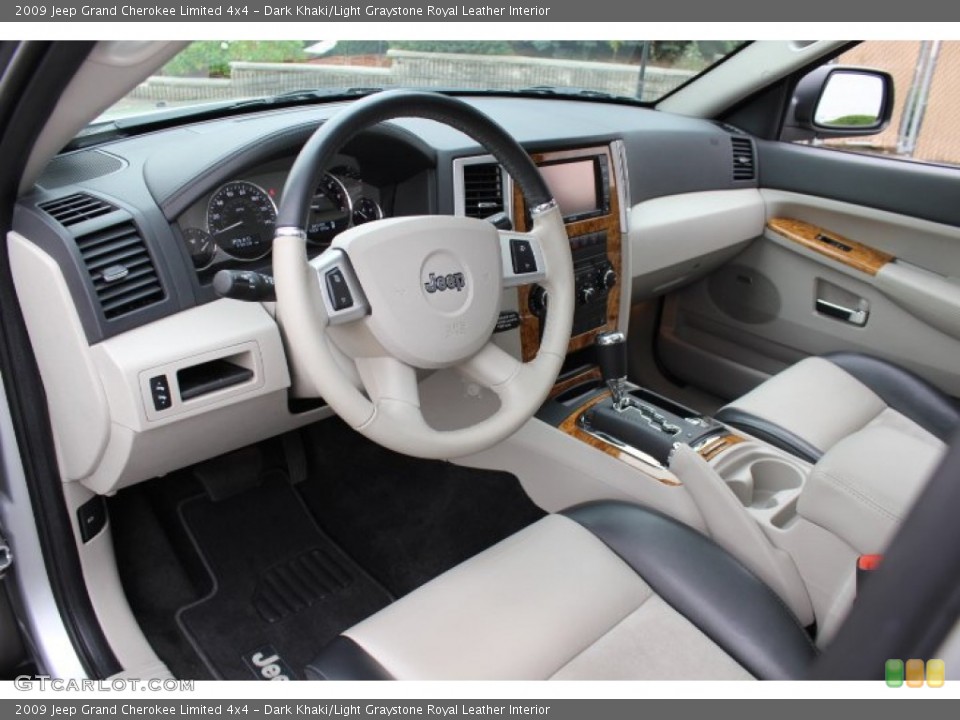 Dark Khaki/Light Graystone Royal Leather 2009 Jeep Grand Cherokee Interiors
