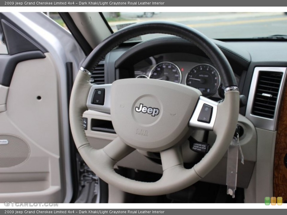 Dark Khaki/Light Graystone Royal Leather Interior Steering Wheel for the 2009 Jeep Grand Cherokee Limited 4x4 #72736100