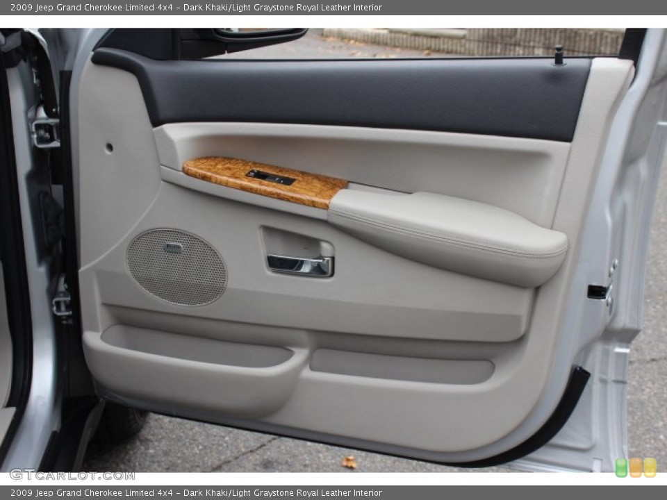 Dark Khaki/Light Graystone Royal Leather Interior Door Panel for the 2009 Jeep Grand Cherokee Limited 4x4 #72736293