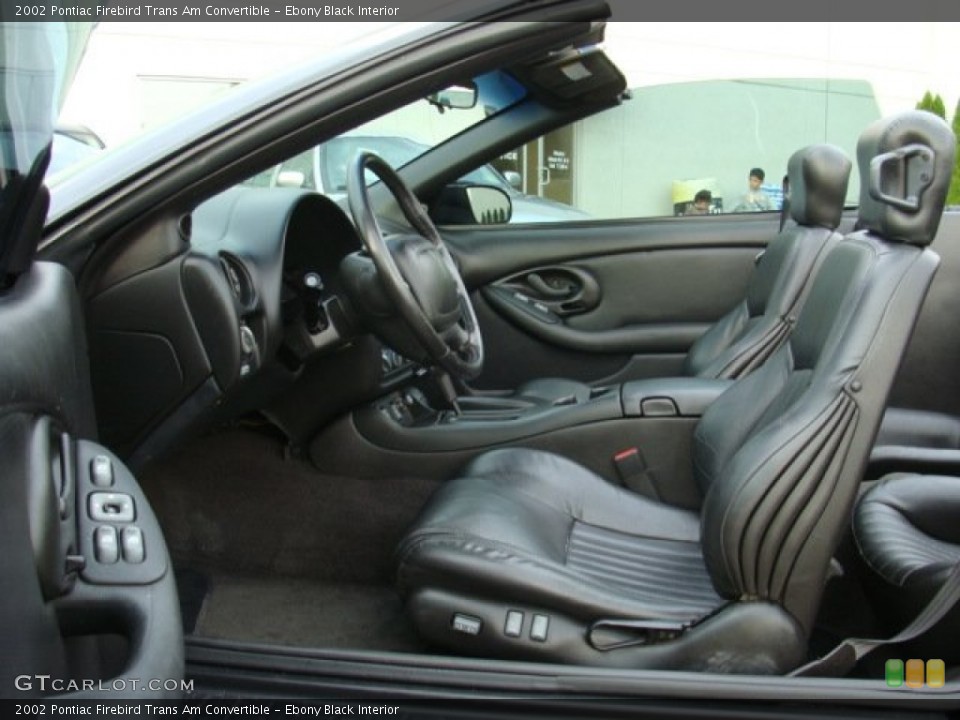 Ebony Black Interior Photo for the 2002 Pontiac Firebird Trans Am Convertible #72737513