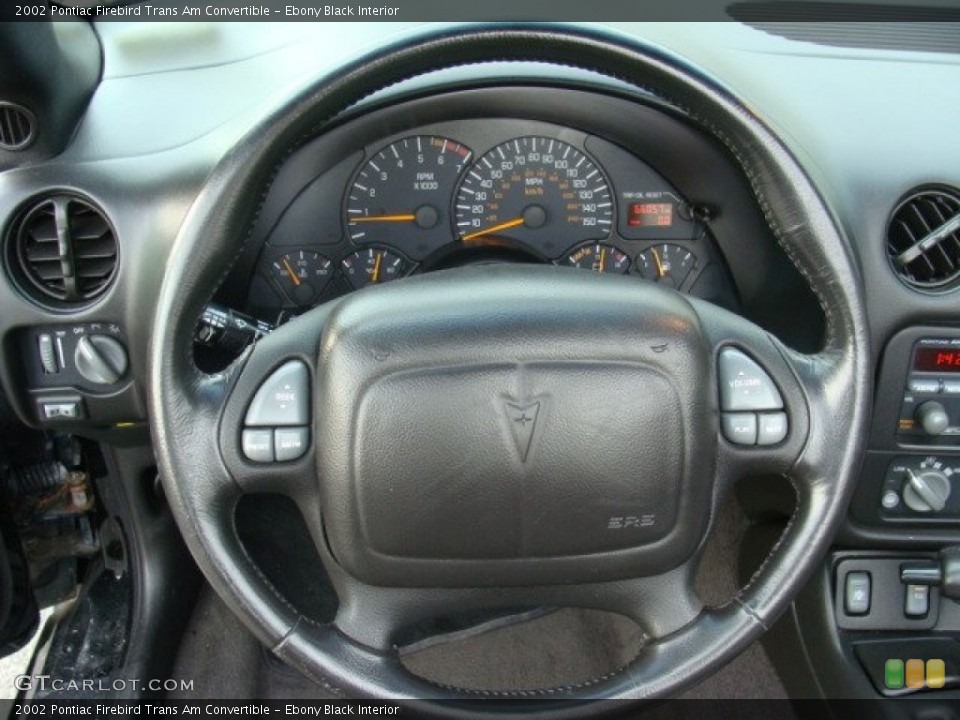Ebony Black Interior Steering Wheel for the 2002 Pontiac Firebird Trans Am Convertible #72737546