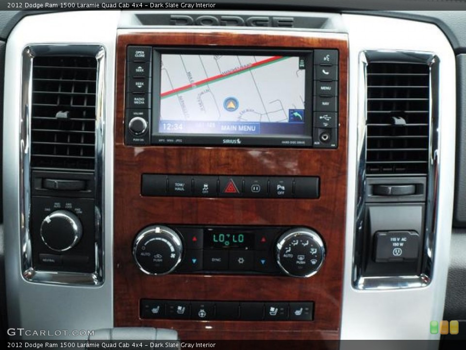 Dark Slate Gray Interior Controls for the 2012 Dodge Ram 1500 Laramie Quad Cab 4x4 #72775249