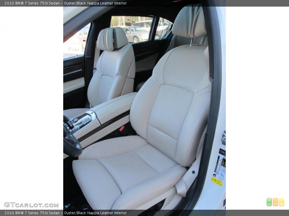 Oyster/Black Nappa Leather Interior Front Seat for the 2010 BMW 7 Series 750i Sedan #72803123