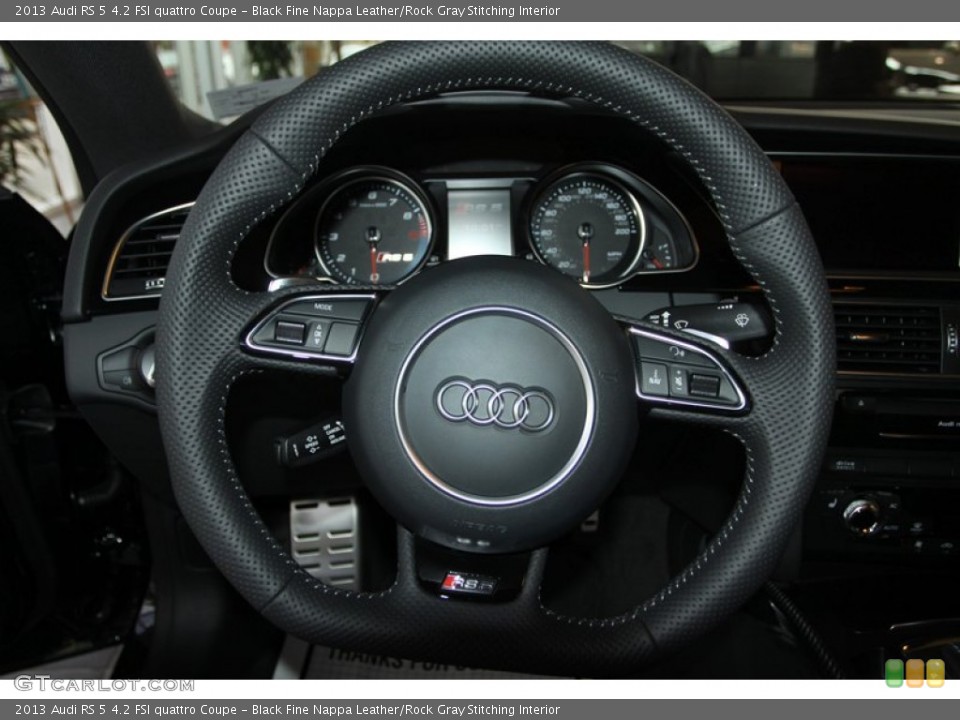 Black Fine Nappa Leather/Rock Gray Stitching Interior Steering Wheel for the 2013 Audi RS 5 4.2 FSI quattro Coupe #72806038