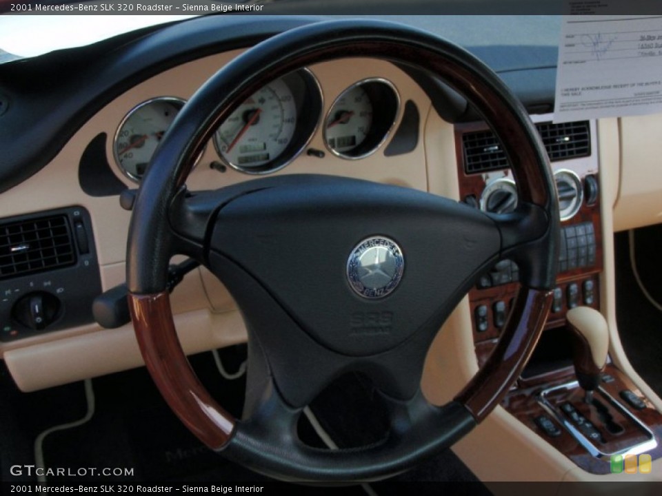 Sienna Beige Interior Steering Wheel for the 2001 Mercedes-Benz SLK 320 Roadster #72823540