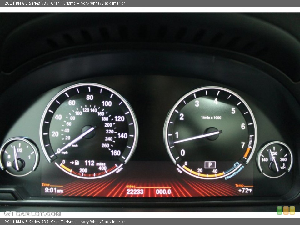 Ivory White/Black Interior Gauges for the 2011 BMW 5 Series 535i Gran Turismo #72836878