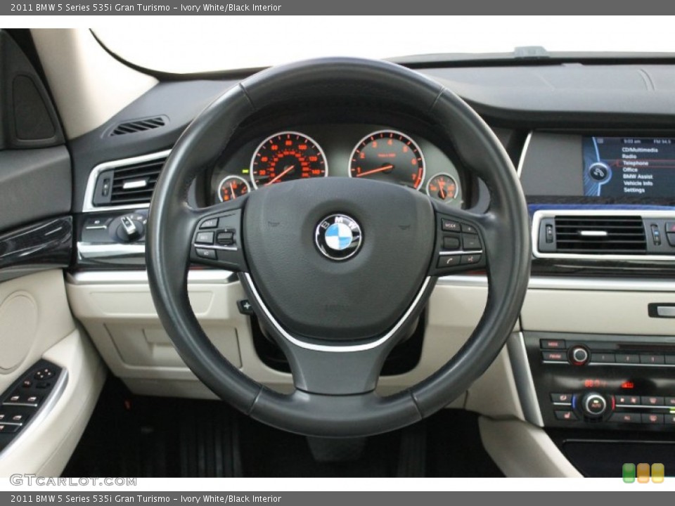 Ivory White/Black Interior Steering Wheel for the 2011 BMW 5 Series 535i Gran Turismo #72837363