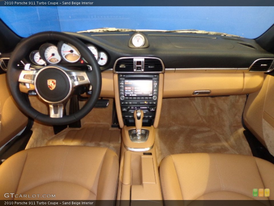 Sand Beige Interior Dashboard for the 2010 Porsche 911 Turbo Coupe #72861354