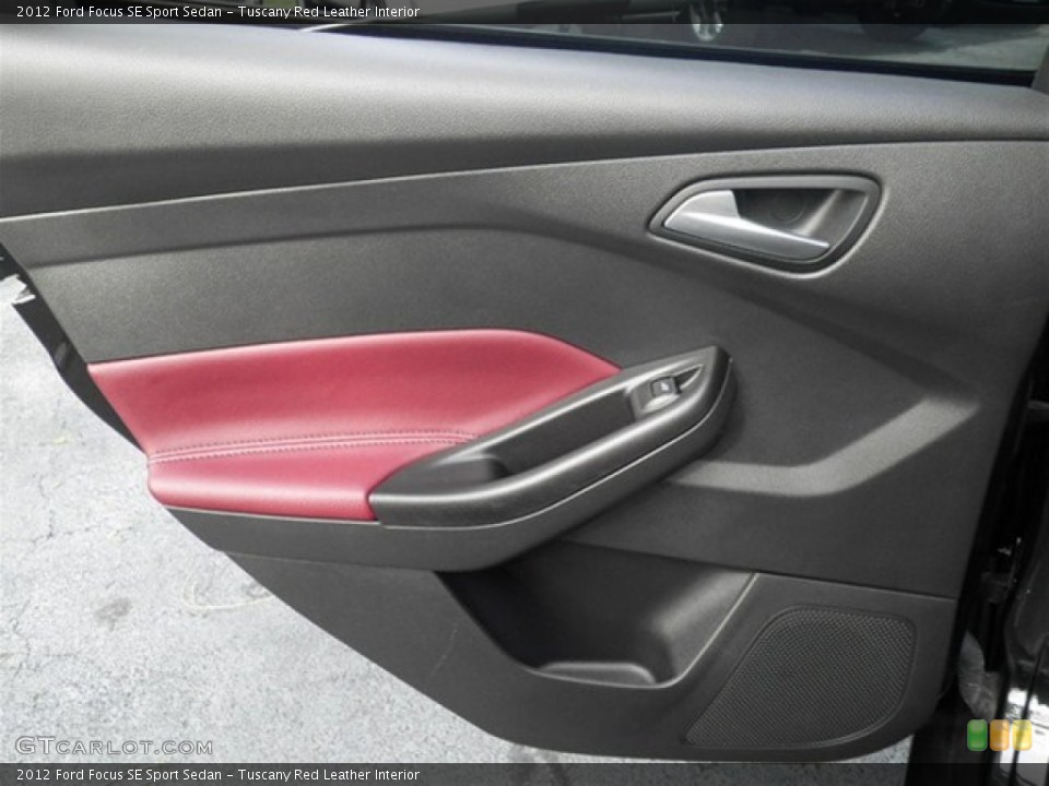 Tuscany Red Leather Interior Door Panel for the 2012 Ford Focus SE Sport Sedan #72863235