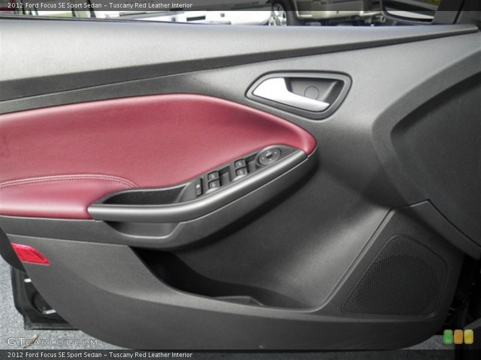 Tuscany Red Leather Interior Door Panel for the 2012 Ford Focus SE Sport Sedan #72863250