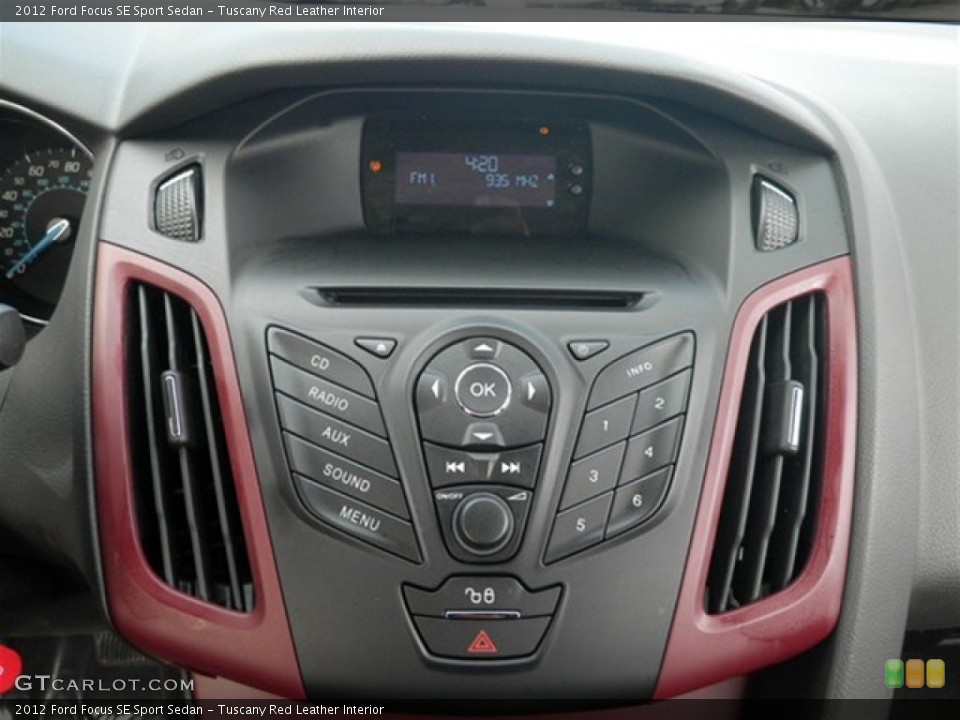 Tuscany Red Leather Interior Controls for the 2012 Ford Focus SE Sport Sedan #72863448