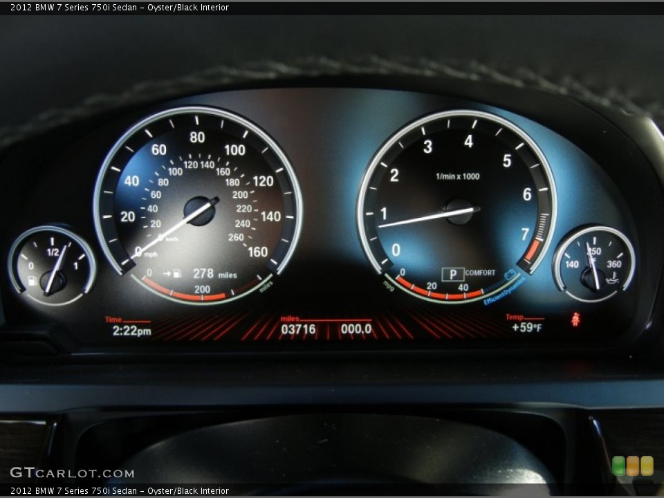 Oyster/Black Interior Gauges for the 2012 BMW 7 Series 750i Sedan #72884011