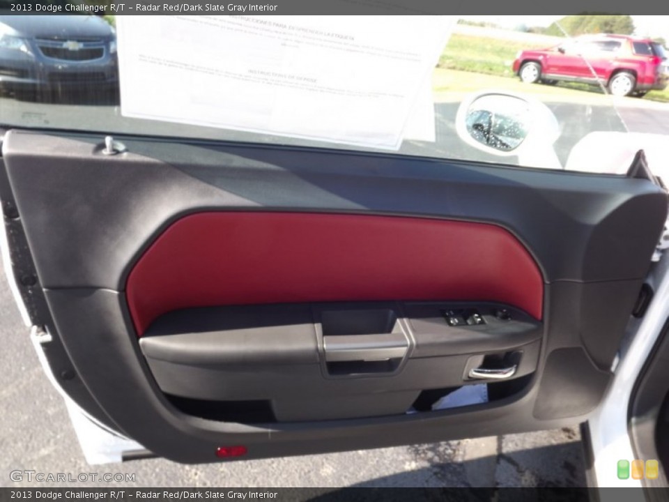 Radar Red/Dark Slate Gray Interior Door Panel for the 2013 Dodge Challenger R/T #72896342