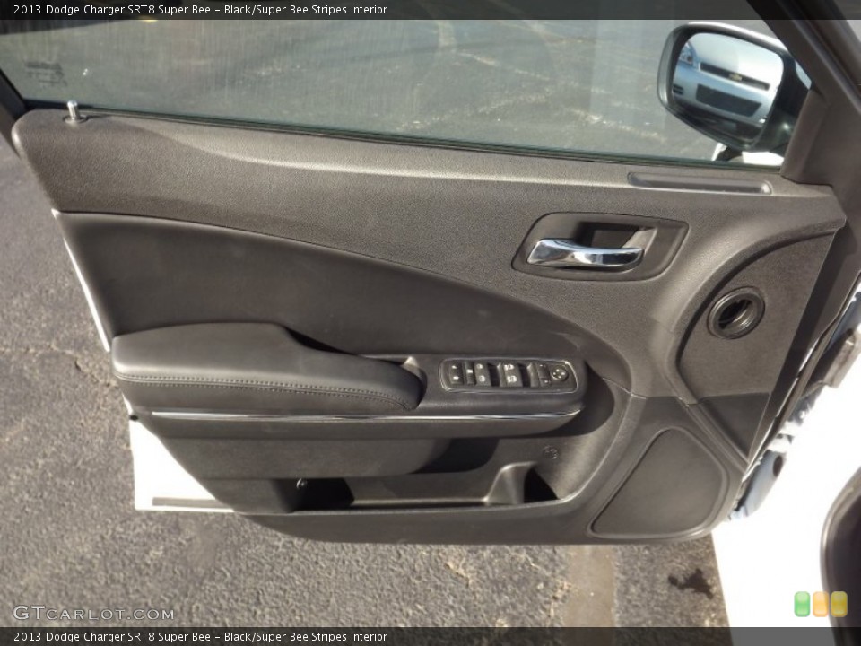 Black/Super Bee Stripes Interior Door Panel for the 2013 Dodge Charger SRT8 Super Bee #72897060