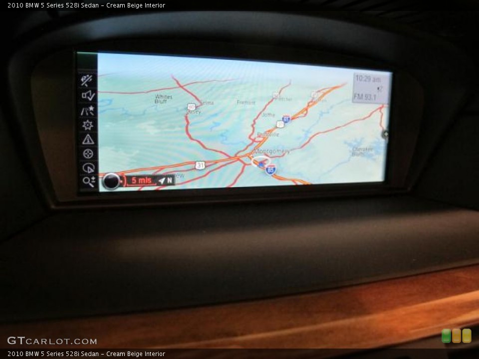 Cream Beige Interior Navigation for the 2010 BMW 5 Series 528i Sedan #72908635