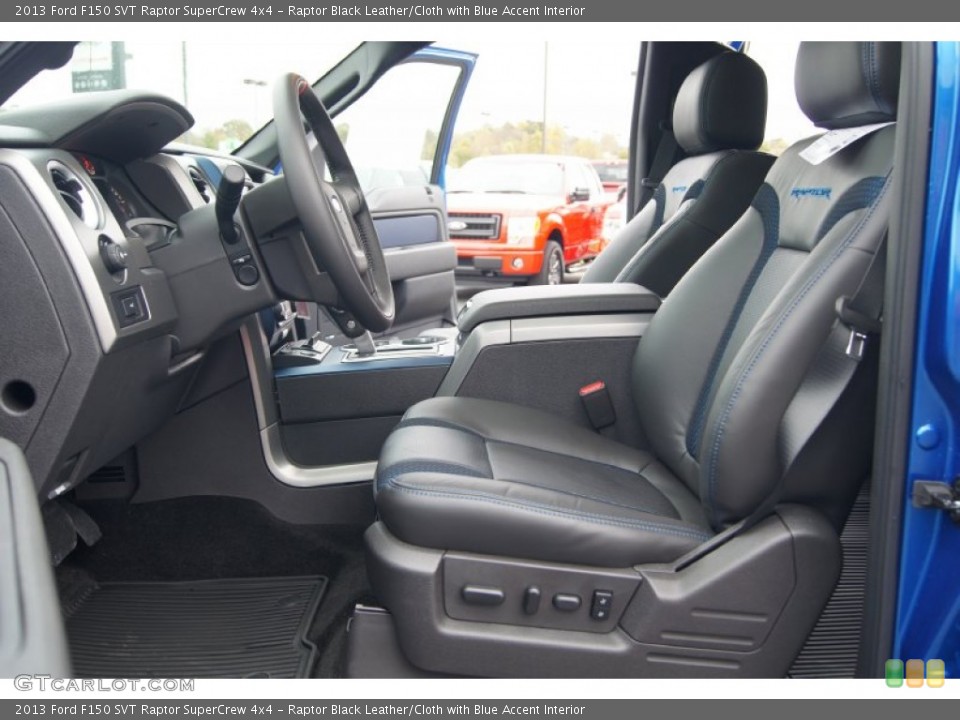 Raptor Black Leather/Cloth with Blue Accent Interior Photo for the 2013 Ford F150 SVT Raptor SuperCrew 4x4 #72918199