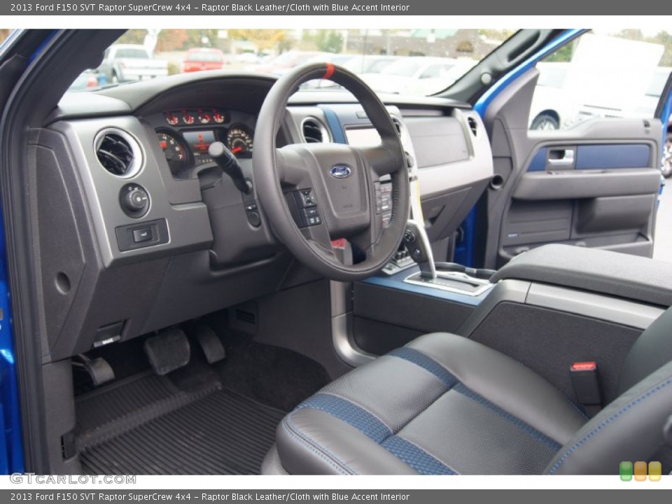Raptor Black Leather/Cloth with Blue Accent 2013 Ford F150 Interiors