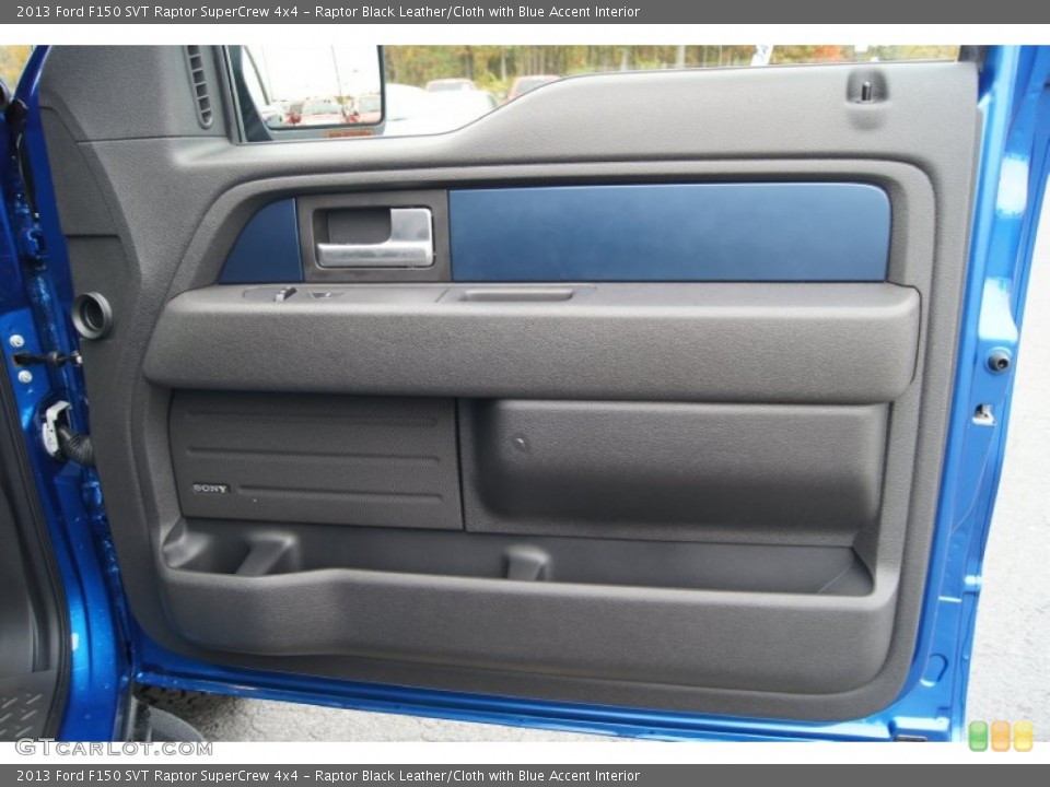 Raptor Black Leather/Cloth with Blue Accent Interior Door Panel for the 2013 Ford F150 SVT Raptor SuperCrew 4x4 #72918397