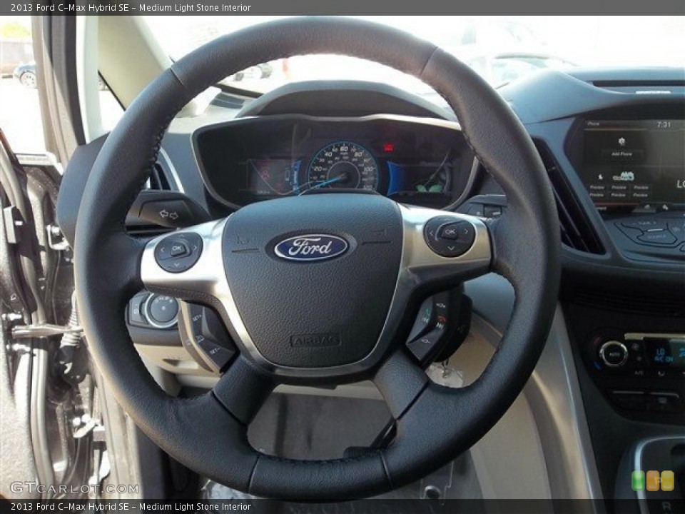 Medium Light Stone Interior Steering Wheel for the 2013 Ford C-Max Hybrid SE #72926929