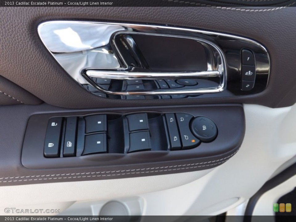 Cocoa/Light Linen Interior Controls for the 2013 Cadillac Escalade Platinum #72935356