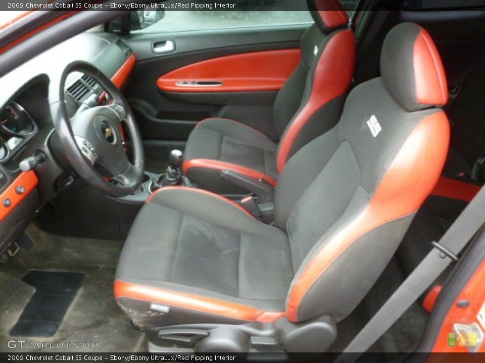 Ebony/Ebony UltraLux/Red Pipping Interior Front Seat for the 2009 Chevrolet Cobalt SS Coupe #72965973