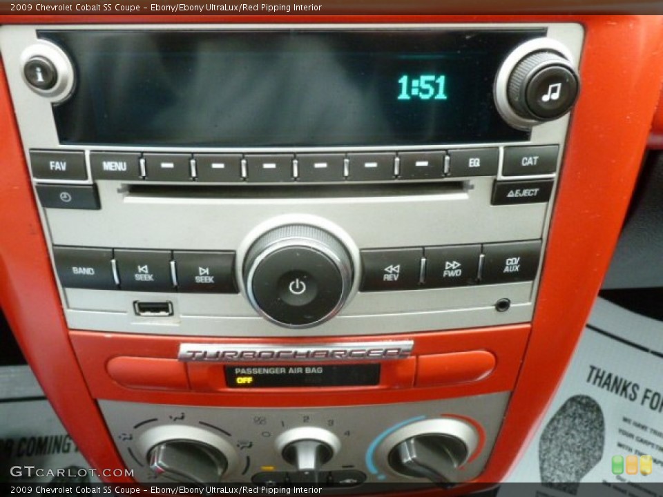Ebony/Ebony UltraLux/Red Pipping Interior Controls for the 2009 Chevrolet Cobalt SS Coupe #72966065