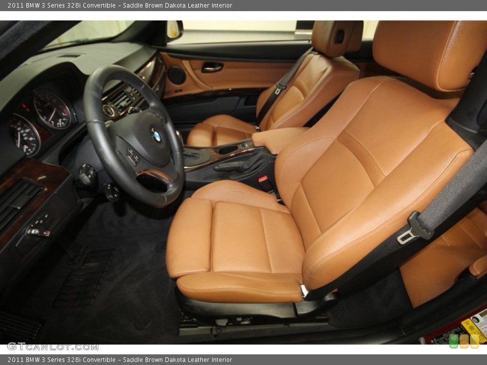 Saddle Brown Dakota Leather Interior Front Seat for the 2011 BMW 3 Series 328i Convertible #72989913
