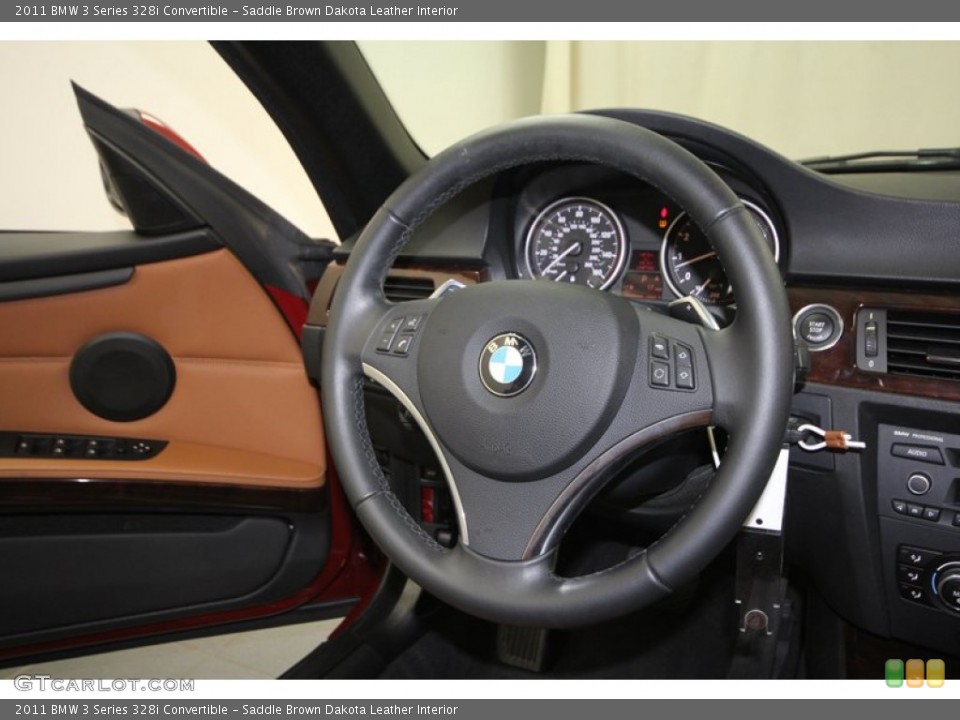 Saddle Brown Dakota Leather Interior Steering Wheel for the 2011 BMW 3 Series 328i Convertible #72989985