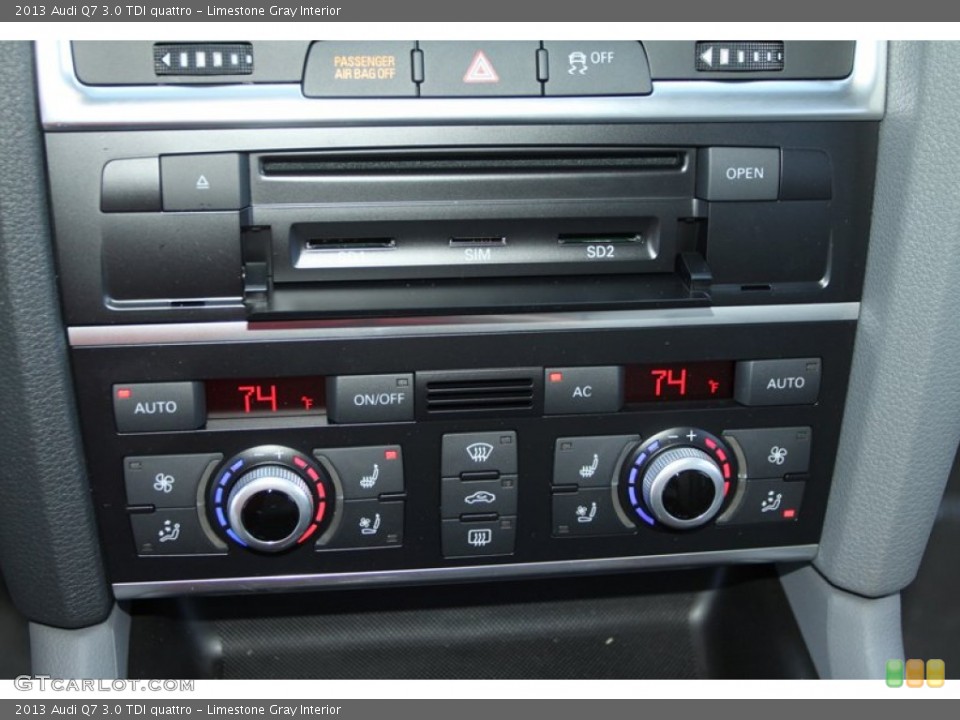Limestone Gray Interior Controls for the 2013 Audi Q7 3.0 TDI quattro #72994876