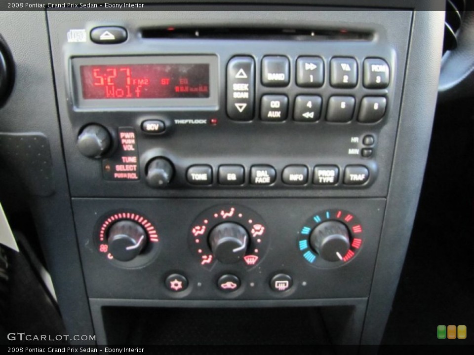 Ebony Interior Controls for the 2008 Pontiac Grand Prix Sedan #73002619