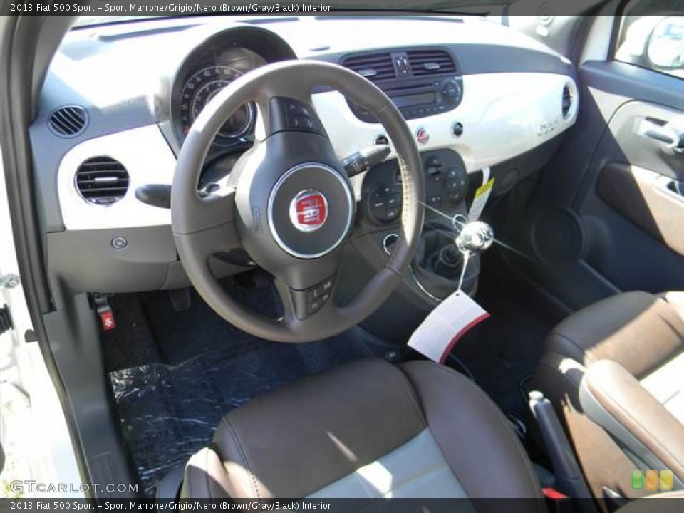 Sport Marrone/Grigio/Nero (Brown/Gray/Black) Interior Prime Interior for the 2013 Fiat 500 Sport #73003711