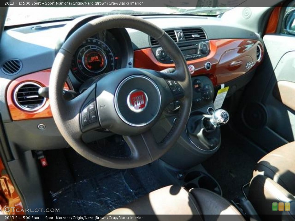 Sport Marrone/Grigio/Nero (Brown/Gray/Black) 2013 Fiat 500 Interiors