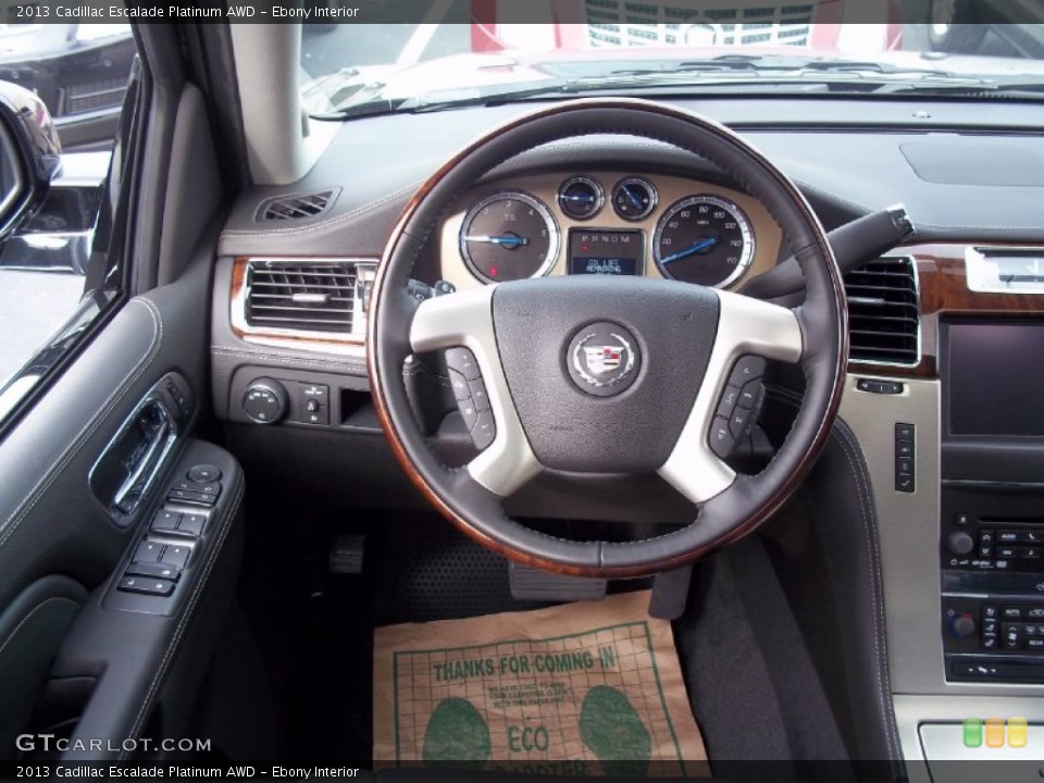 Ebony Interior Steering Wheel for the 2013 Cadillac Escalade Platinum AWD #73018468