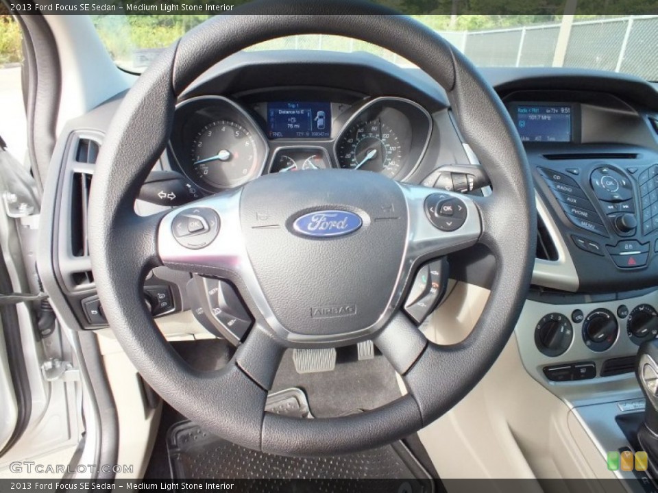Medium Light Stone Interior Steering Wheel for the 2013 Ford Focus SE Sedan #73021246