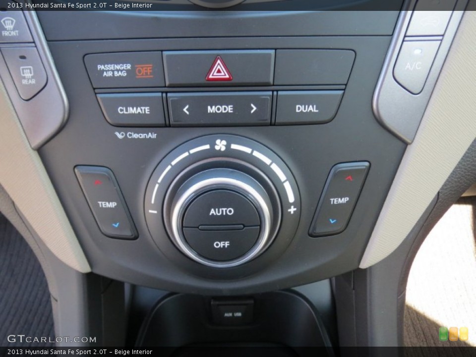 Beige Interior Controls for the 2013 Hyundai Santa Fe Sport 2.0T #73035577