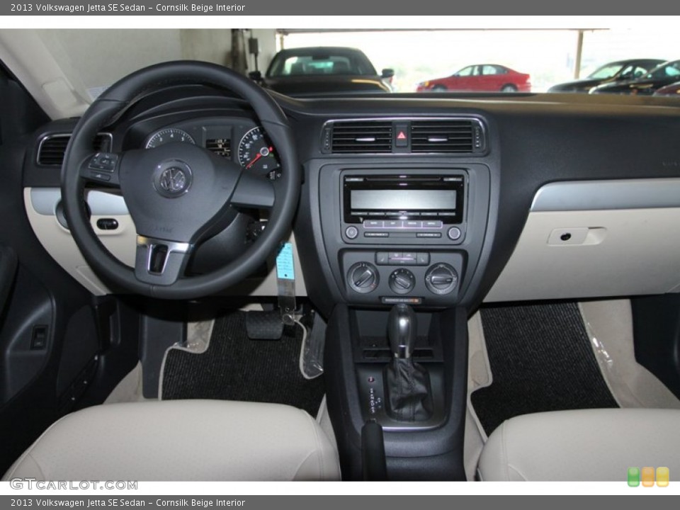 Cornsilk Beige Interior Dashboard for the 2013 Volkswagen Jetta SE Sedan #73040779