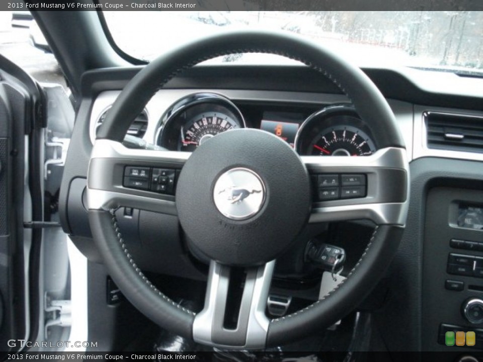 Charcoal Black Interior Steering Wheel for the 2013 Ford Mustang V6 Premium Coupe #73044814