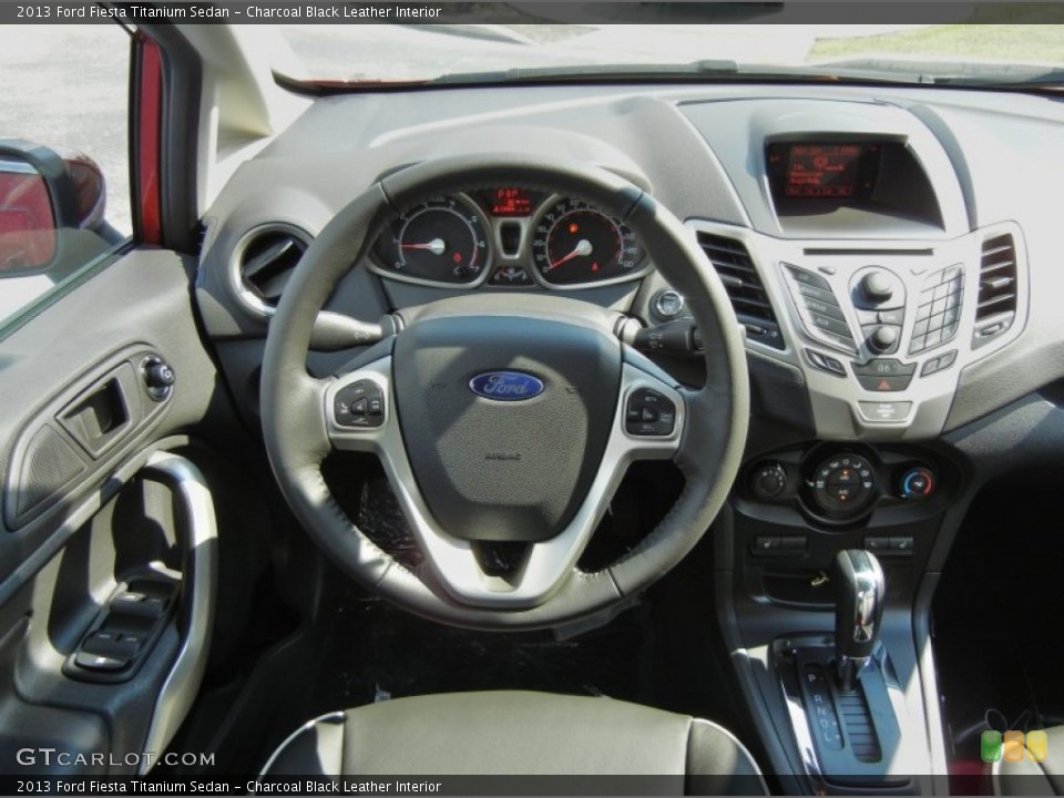 Charcoal Black Leather Interior Dashboard for the 2013 Ford Fiesta Titanium Sedan #73056635