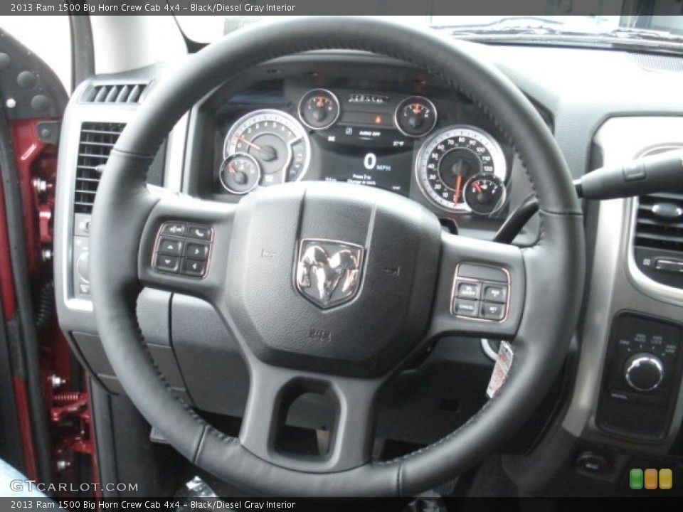 Black/Diesel Gray Interior Steering Wheel for the 2013 Ram 1500 Big Horn Crew Cab 4x4 #73100951