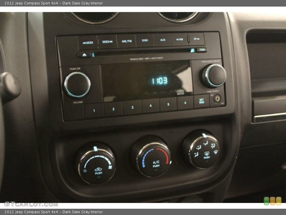 Dark Slate Gray Interior Controls for the 2012 Jeep Compass Sport 4x4 #73112385