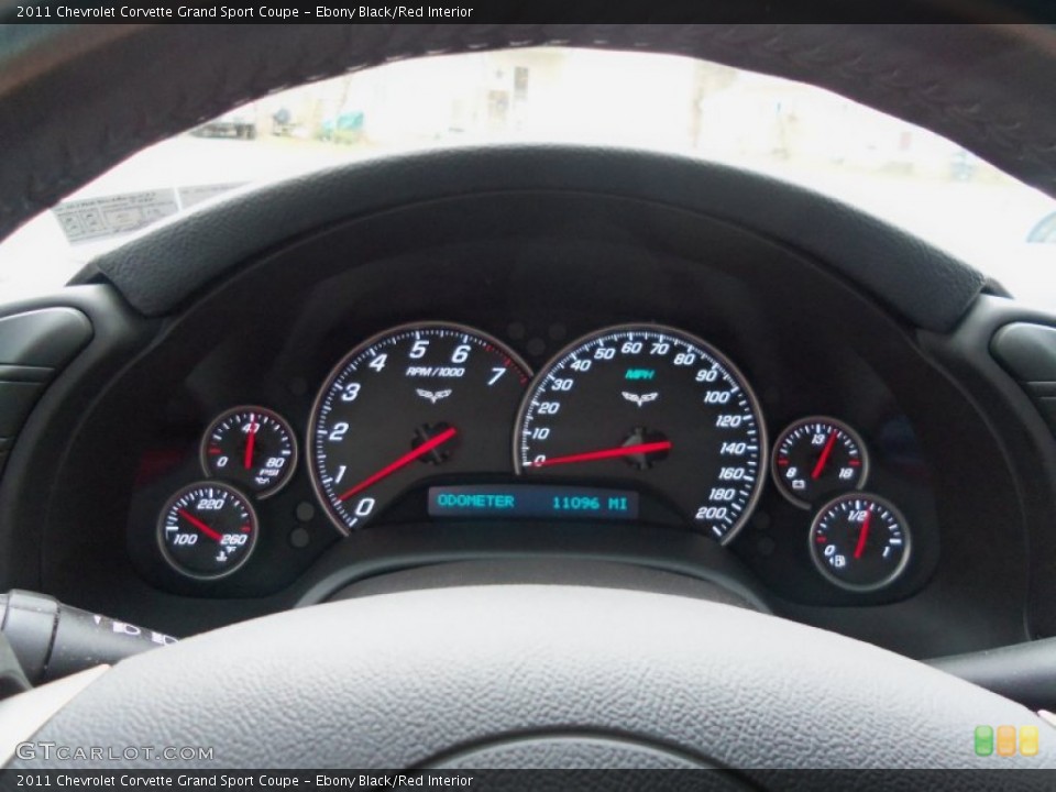 Ebony Black/Red Interior Gauges for the 2011 Chevrolet Corvette Grand Sport Coupe #73161396