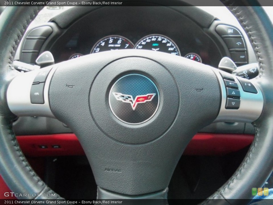 Ebony Black/Red Interior Steering Wheel for the 2011 Chevrolet Corvette Grand Sport Coupe #73161435
