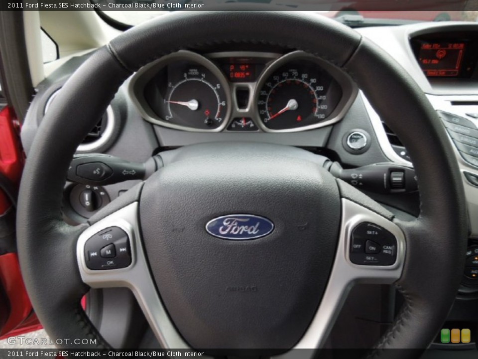 Charcoal Black/Blue Cloth Interior Steering Wheel for the 2011 Ford Fiesta SES Hatchback #73196241