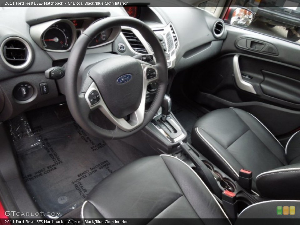 Charcoal Black/Blue Cloth Interior Prime Interior for the 2011 Ford Fiesta SES Hatchback #73196679